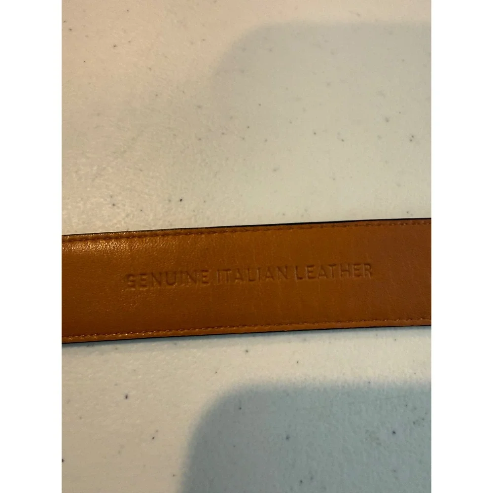 Lauren Ralph Lauren Black Croc Embossed Italian Leather Belt Silver Buckle L